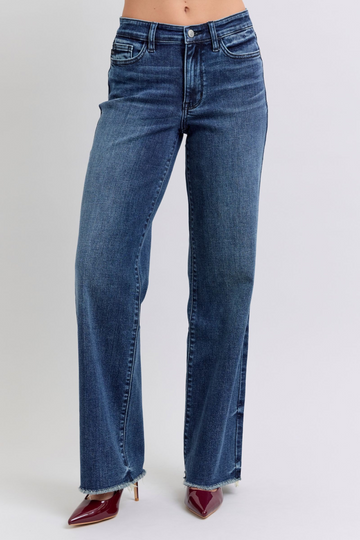 Judy Blue Wide Leg Frayed Jeans