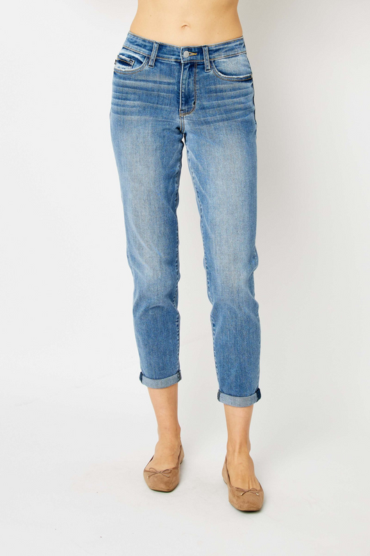 Judy Blue Mid Rise Cuffed Jeans