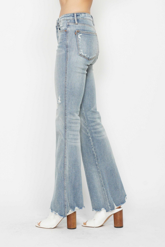 Judy Blue Tummy Control Destroyed Flare Jeans