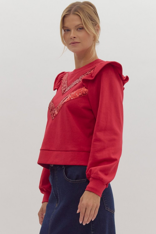 Sequin Trim Detail Sweatshirt