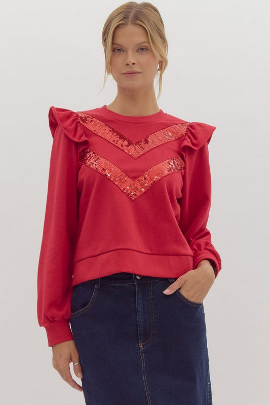 Sequin Trim Detail Sweatshirt